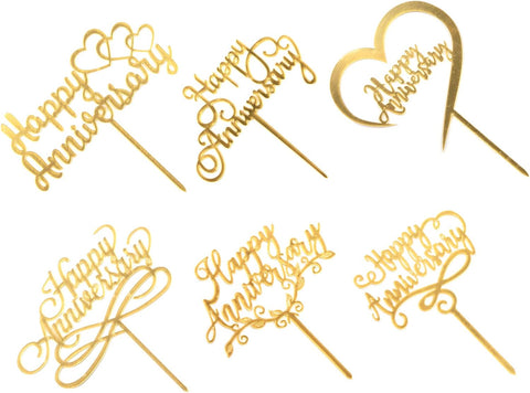 Gold Happy Anniversary Topper