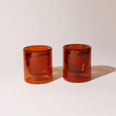 Nonna Lia YIELD 6 oz Double-Wall Amber Glass Set